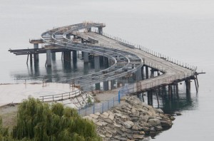 Much of the steel from the circle area on the left out to the end of the pier has to be removed and replaced.  The caissons that dig deep into the lake bed are sound and that portion of the electrical system installed is in good shape.  However, three of the light standards seem to have just disappeared.  The Engineering department managed to return the light standards that were unacceptable and has bought twelve new light standards