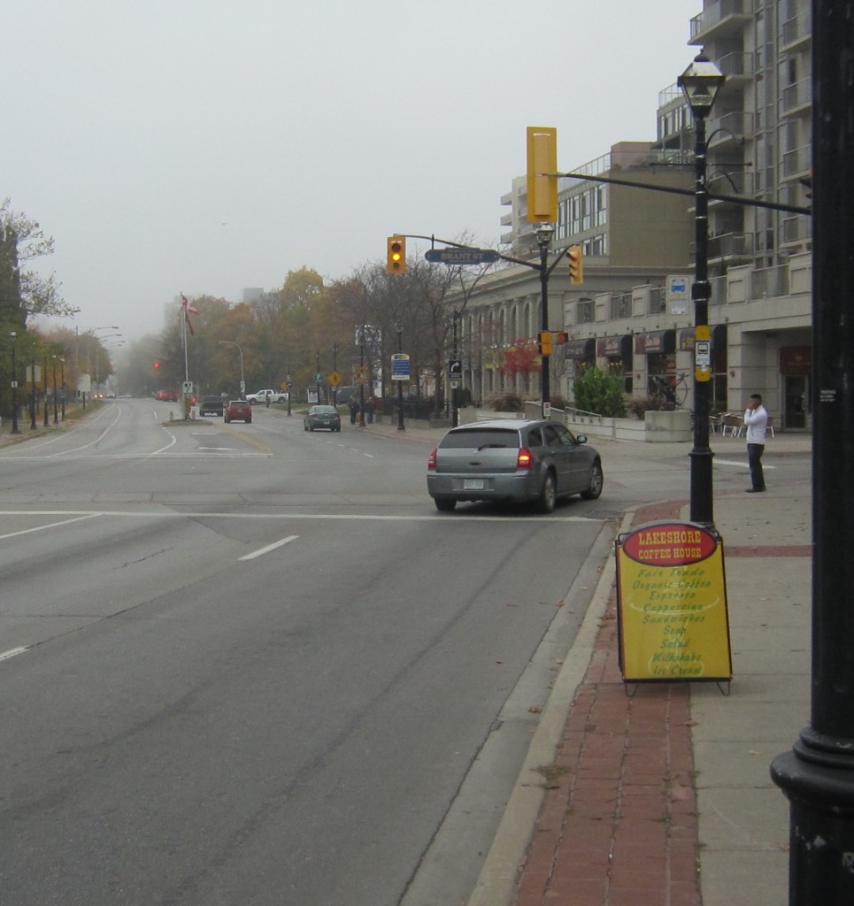 Eva Amos, a Burlington resident wouldlike to see stronger traffic controls along the Lakeshore, especially at Brant and Maple where she feels the right hand lanes are used by agressive drivers to rush ahead of the traffic flow. She thinks making those right hand lanes, right hand turns only.
