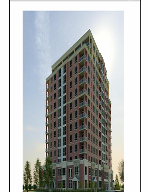 Not only is it a very uninteresting building it exceeds the height limits set in the official plan and has a postage stamp of a park and no schools in the immediate area.  Still said to comply with good planning principles.