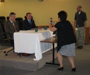 Mayor’s office staff do promotional photographs prior to going live on a Cogeco Cable TV broadcast. 