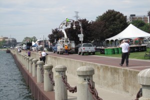 Spencer Smith became a bit of a parking lot while crews set up – but the traffic was gone when the music began to flow from the speakers.  Lots of overtime getting things set up?
