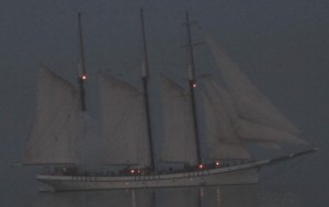 Few people saw the three masted ‘privateer” slip into the waterfront from behind the yet to be completed Pier.  She crept in close to the breakwater then fired a single shot from her cannon and then turned away from the city and slipped back to her home port.  Was she from Hamilton?  More likely Toronto.  Look for your city Council to discuss what the city might need in the way of troops to defend the city.