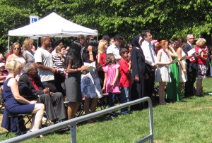 New citizens with Linc Former Ontario Lt. Governor Lincoln Alexander was a guest at the Citizenship Court and joined the 31 people becoming citizens along with their guests during a renewal of their Oath of Allegiance.