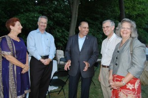 Karmel Sakran chats with guests and supporters at a fund raising event held for him at the home of Dr. James Henry, Burlington’s Senior of the year.  