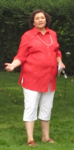 Russell tells her troops what they have ahead of them during a fund raising BBQ.