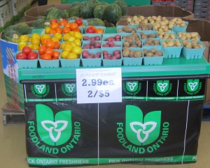 Produce Planet table with fruit and veg