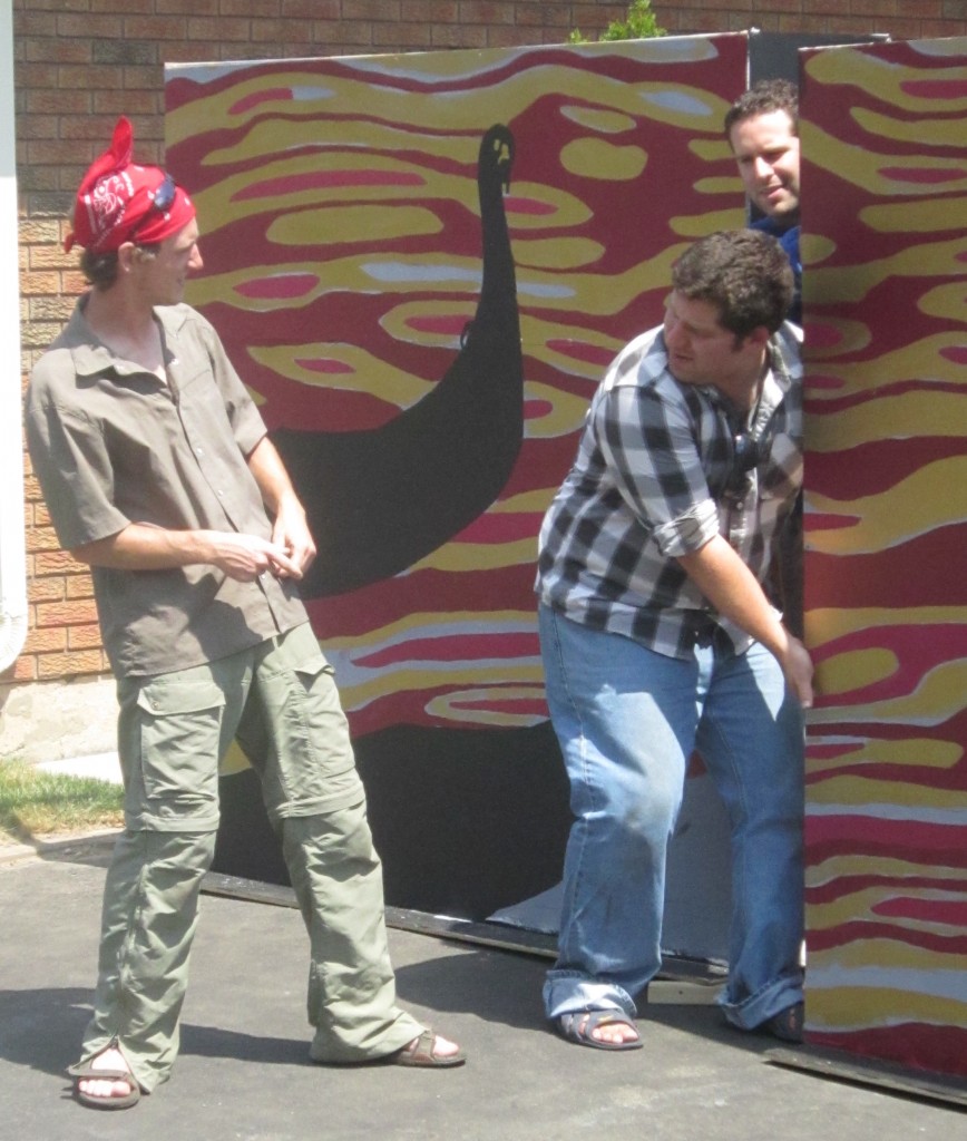 Arvena brothers with Tom Hicks moving set