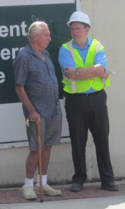 On site almost daily is Burlington's Jimmy Tapp checking on the progress.  Here he talks with Pier Project Manager Craig Stevens.