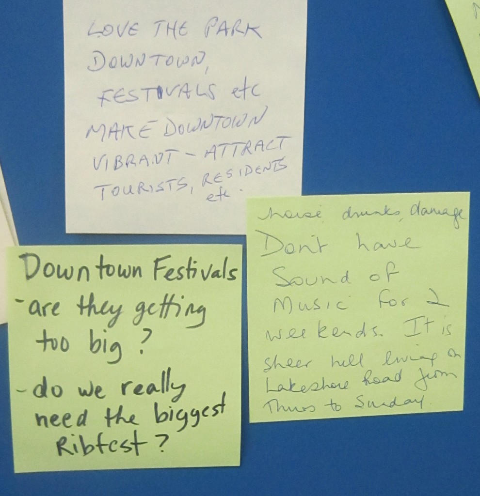 PostIt notes left by citizens at an Official Plan review meeting. Peter Gordon isn't the only one who doesn't agree with the city planner.