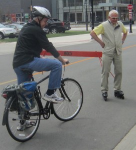 Will this MAyor on this bike ever get to ride on a separate and safe bike lane on the LAkshore Road? Not if they MAyor folds at city council this evening.