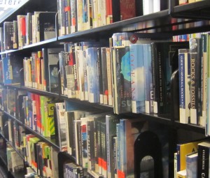 Library book shelves