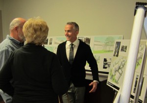 Maurice Desrochers, talking to residents who live near the block long development he is proposing for the St. Luke's ward.