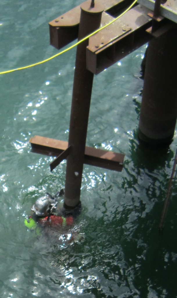 Pier - diver in water