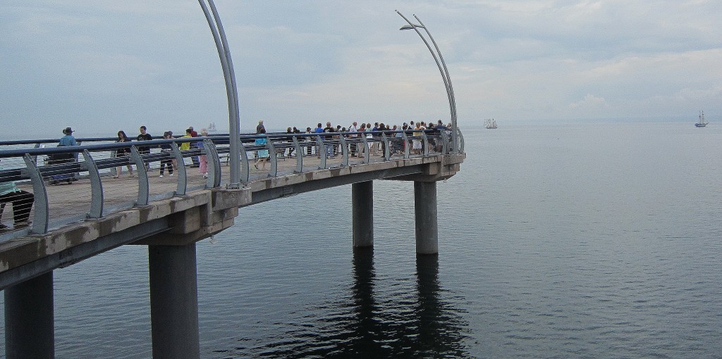 The public gets some value from their $15 million pier (true cost is going to be $20 million) as they watch Tall Ships prepare to sail into Burlington Bay.