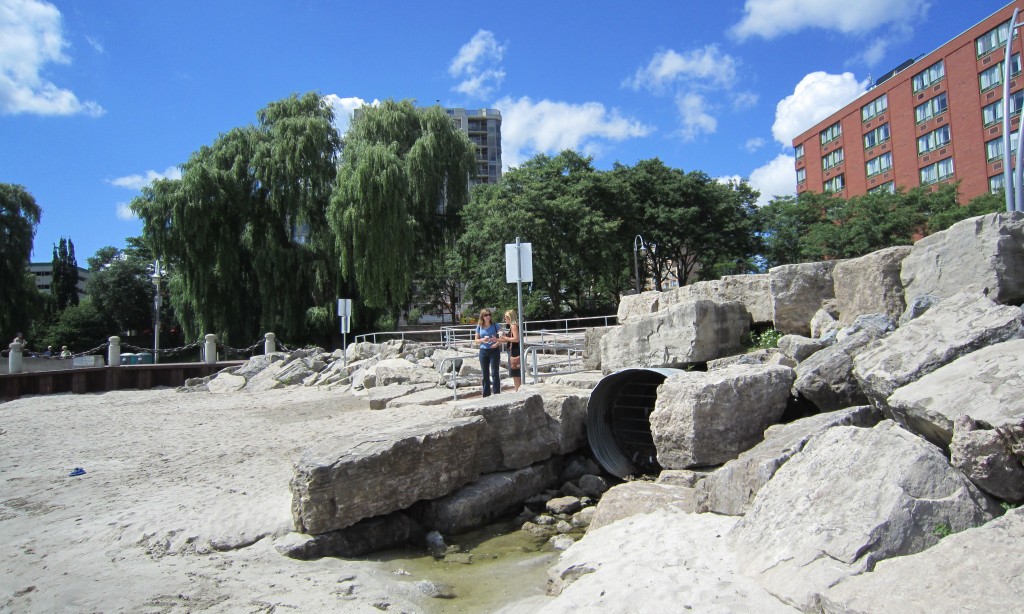 That water run off pipe is what results in part of the problem with the small beach at the foot of Brant Street. That plus the geese that foul the water. There is always a sign on this beach that tells you if the water is safe.