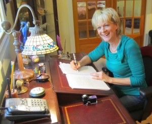 Janet Turpin Myers works in a bright, sunlit room filled with the smell of cedar trees when the windows are open.