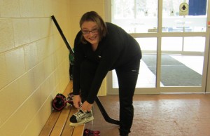 Henshell once played as goalie - she now plays defense.  Now wants to run interference on city council