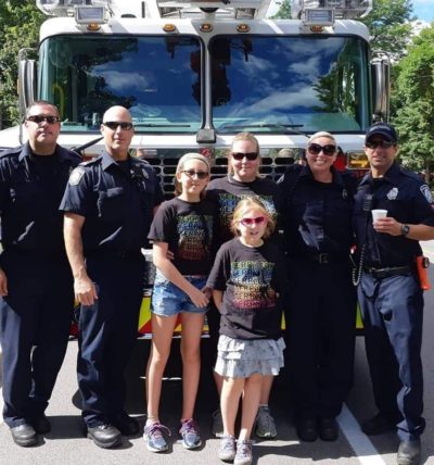 CArden girls with fire fighters