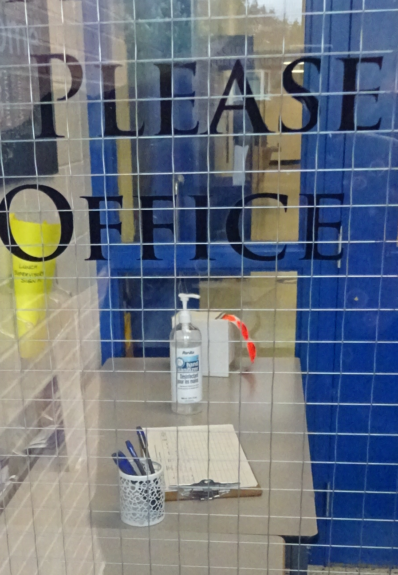 Hand sanitizer replaces reception