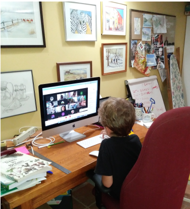 Leo at desk