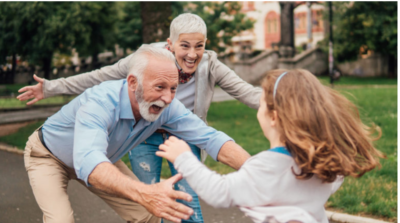grandparents - child running