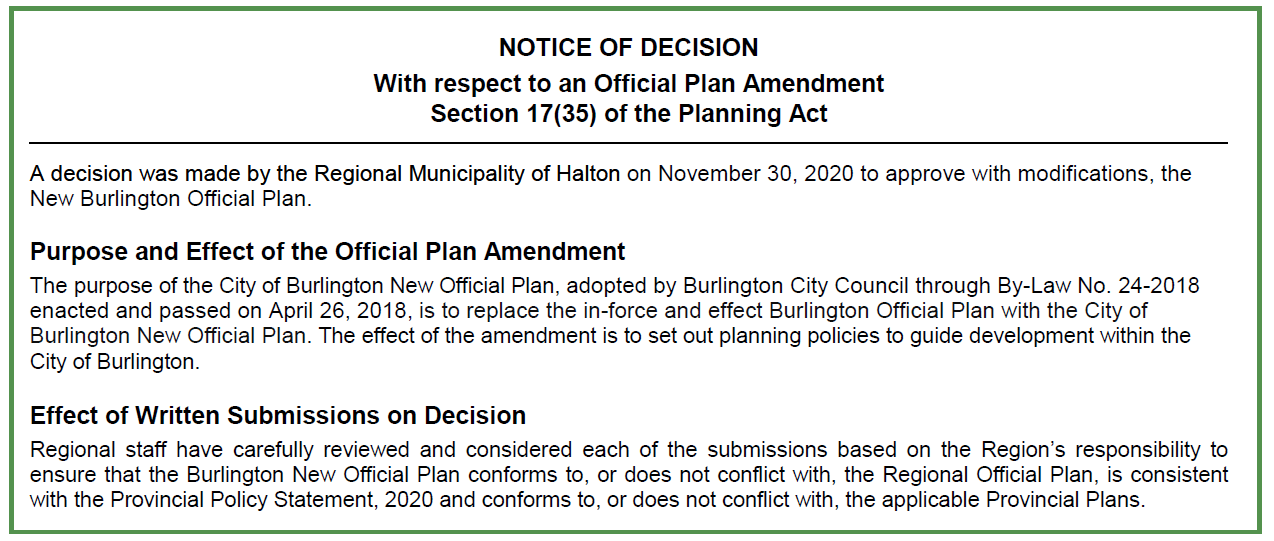 Notice of Deciision Nov 30