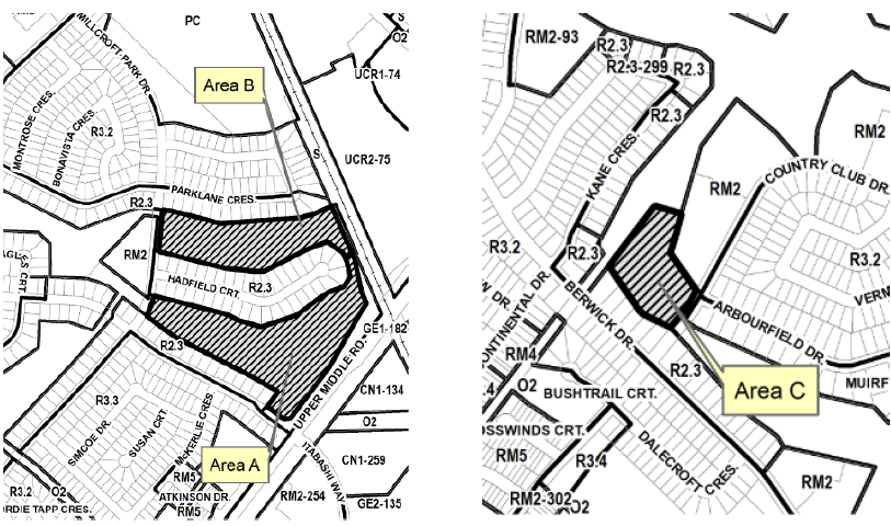 Areas A - B C