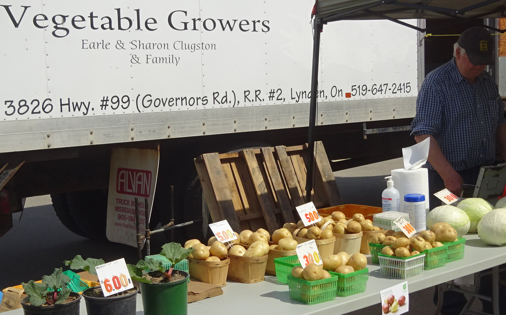 potato table + truck