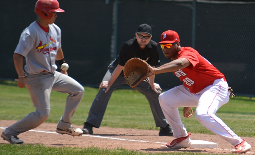 Bandit cathing the ball on a base run