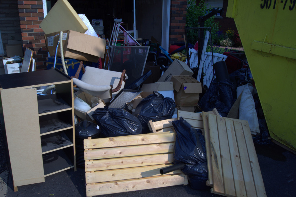 Basement flooded - stuff piled up