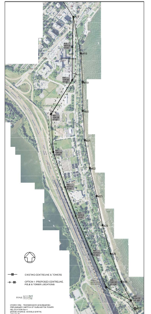Beachway hydro option 1 east of QEW