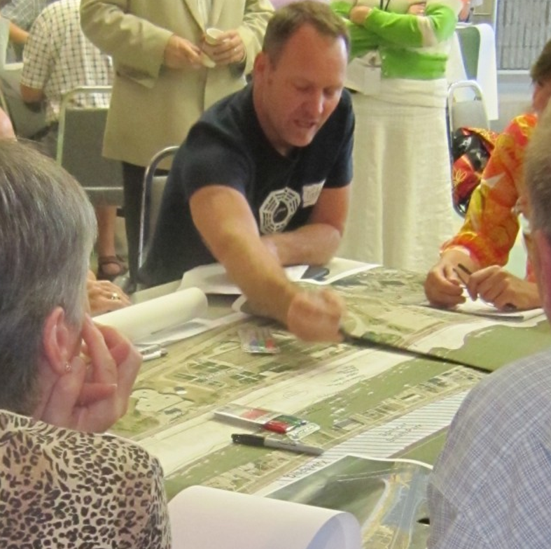 Beachway residents looking at early maps
