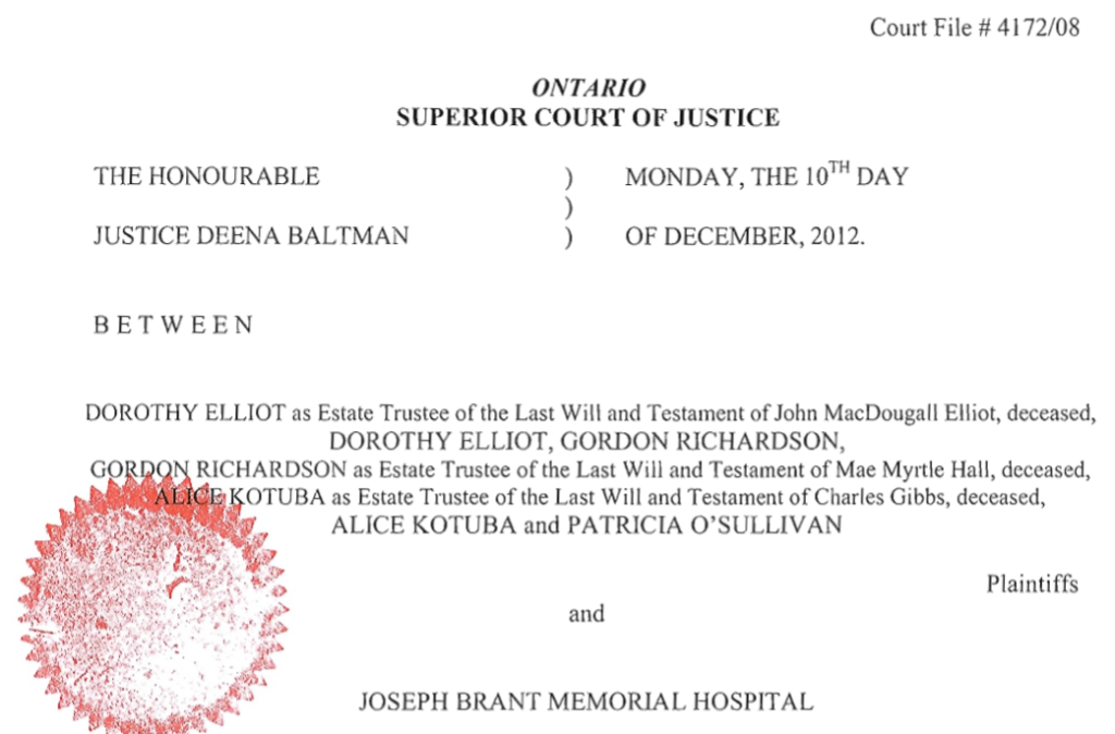 Brant - hospital settlement
