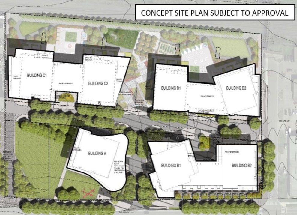 Seven buildings - not that much in park space and a layout that reflects what developers put up in the 50's