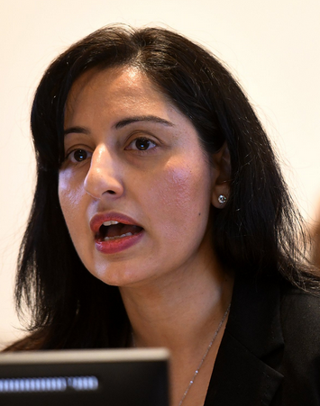 Dr Meghani at news conference Hamilton