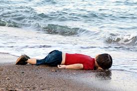 Drowned boy on a beach