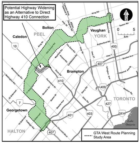 GTA West tsp study resumed map
