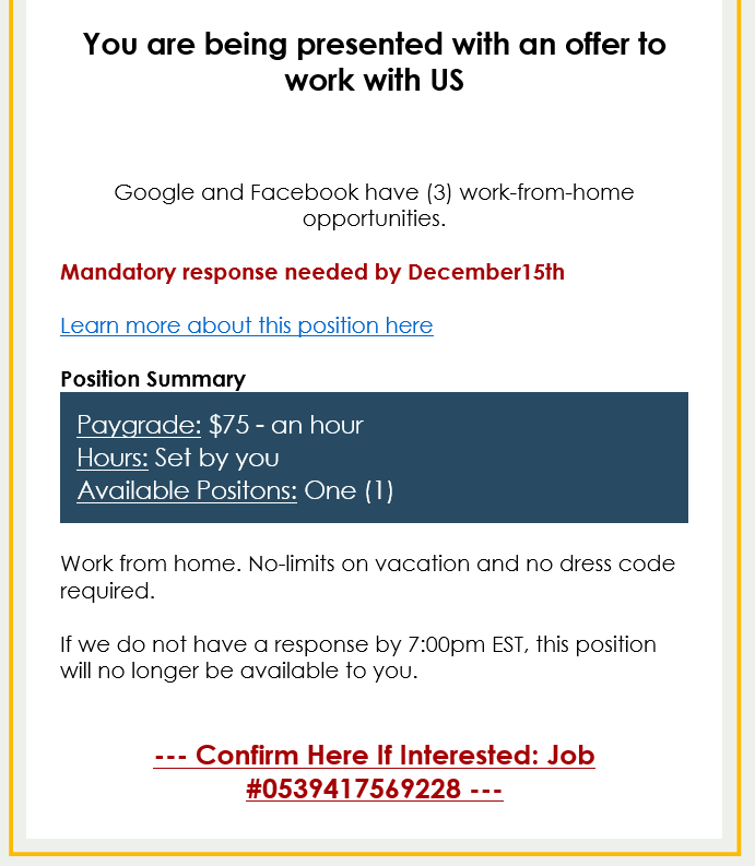 Google ad a scam