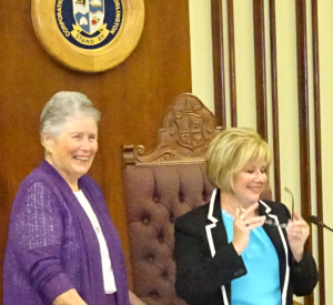 Lancaster as deputy mayor with her Mom