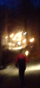Lowville equinox - on the road - group of torches