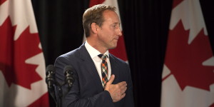 Federal Justice Minister Peter MacKay announces his resignation in Stellarton, N.S on Friday, May 29, 2015. MacKay, the MP from the riding of Central Nova, was first elected in 1997. THE CANADIAN PRESS/Andrew Vaughan