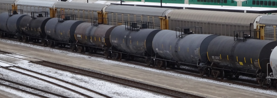 Rail tank cars close up