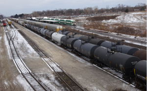 Rail tank cars - longer view at Aldershot