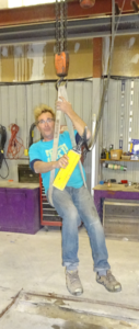 Rickli on a hoist