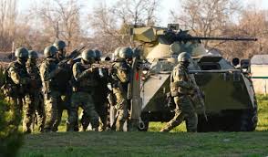 Russian troops invading Crimea