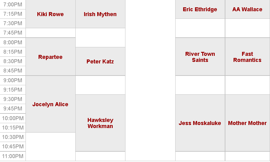 Saturday 7 to 11