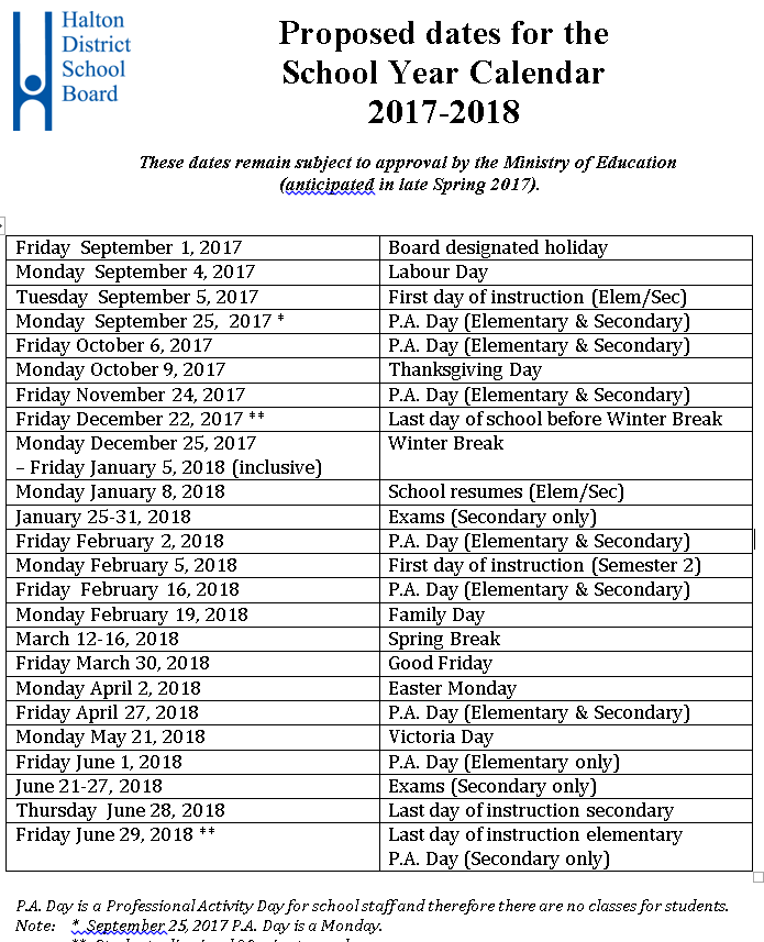 School calendar