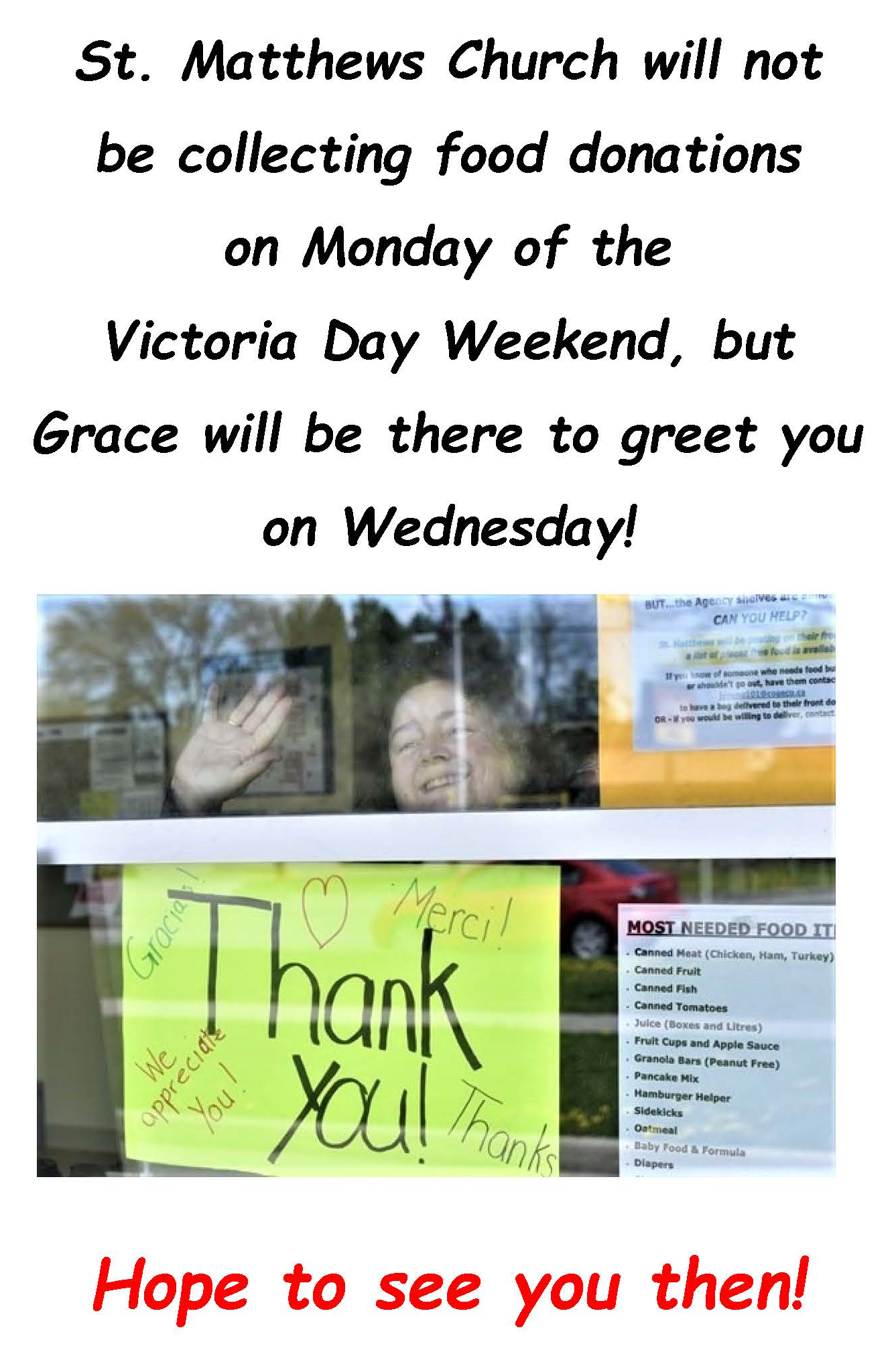 St Matthews Not open Monday 18th